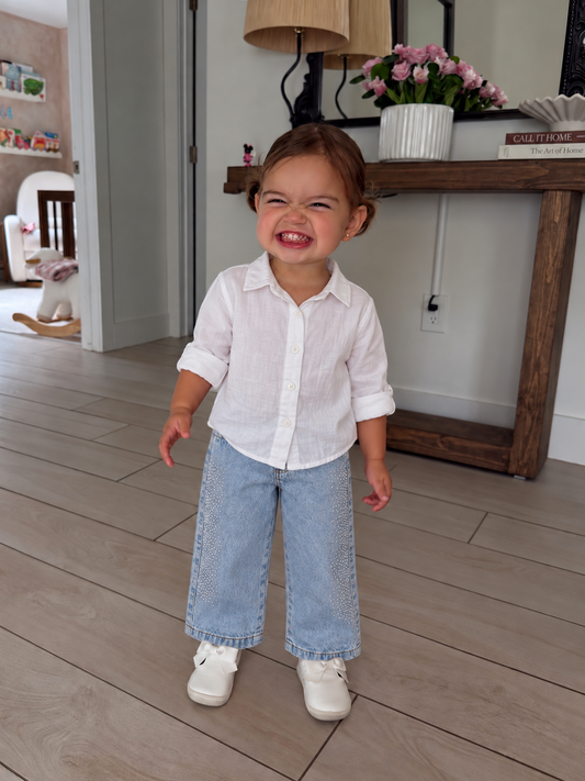 Jean con brillos | Celeste